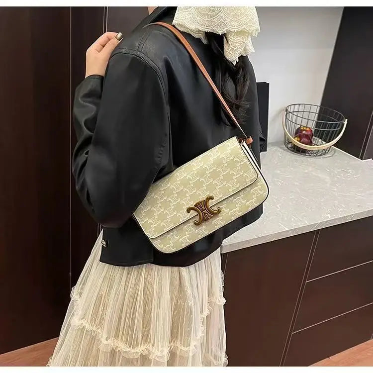 2025 Women’s Soft Leather Small Square Bag — Fashion Underarm/Crossbody, Portable for Daily/Outings