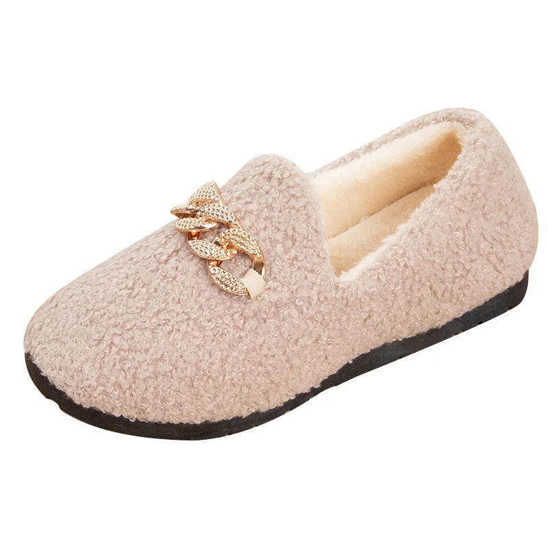 Women's Plush Moccasin Slippers - Warm House Loafers