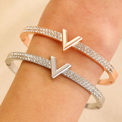 Letter Bracelet Women's Instagram Style Personalized Design English Letter V-shaped Bracelet Bracelet