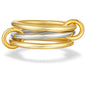 Trendy 4-Piece Stackable Ring Set - Two-Tone 18K Gold Plated Zircon Rings