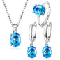 925 Sterling Silver Jewelry Set | Zircon Ring, Earrings & Necklace | Bridal Wedding Gift for Women