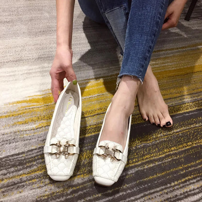 Women's Square Toe Loafers - Soft Comfortable Flat Shoes