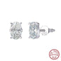 ORSA JEWELS 925 Sterling Silver Oval Zirconia Stud Earrings | 8A Premium Cubic Zirconia