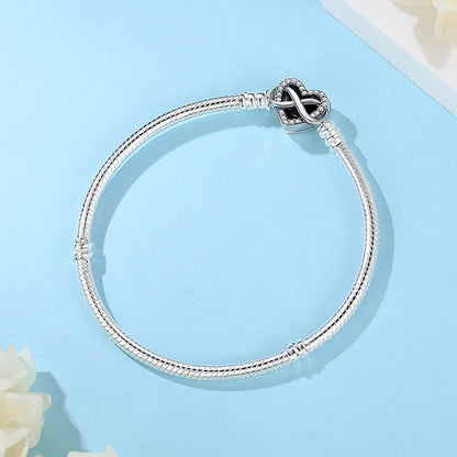 Original Sterling Silver Bracelet Love Heart Clasp Charms Beads Snake Chain Bracelets Bangles Luxury Jewelry For Women Gift
