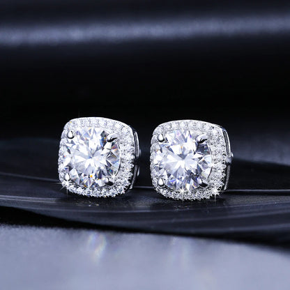 Round Cut Moissanite Stud Earrings — D Color VVS1 925 Silver & 18K Gold | GRA Certified