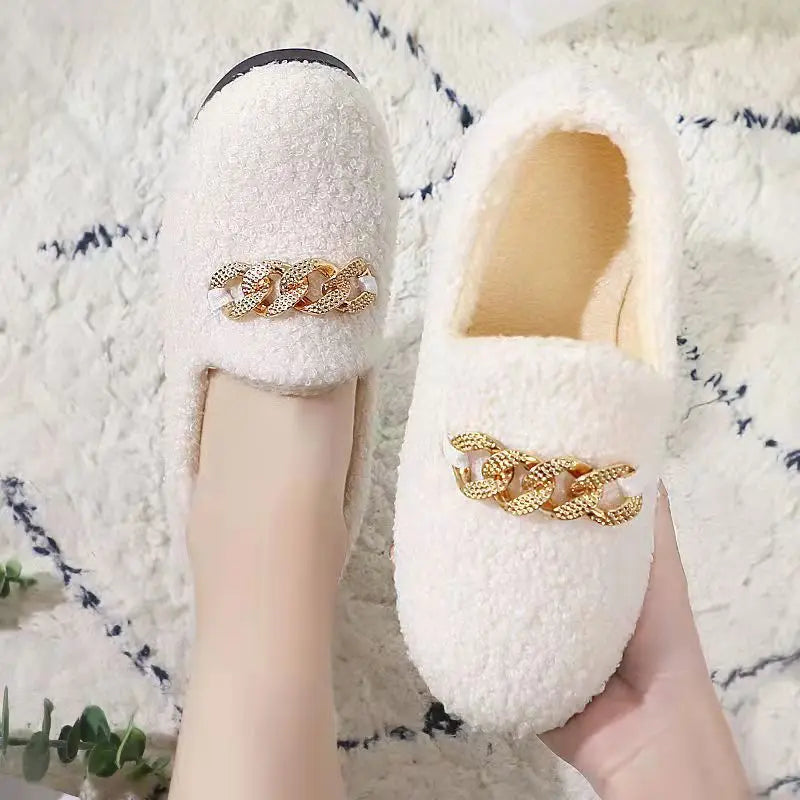 Women's Plush Moccasin Slippers - Warm House Loafers