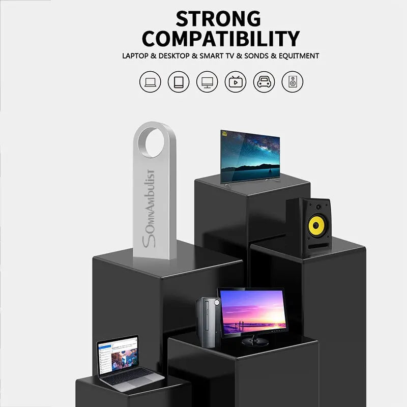 USB Flash Drive | High-Speed USB 2.0 Metal Pen Drive | 4GB to 128GB | Silver & Black