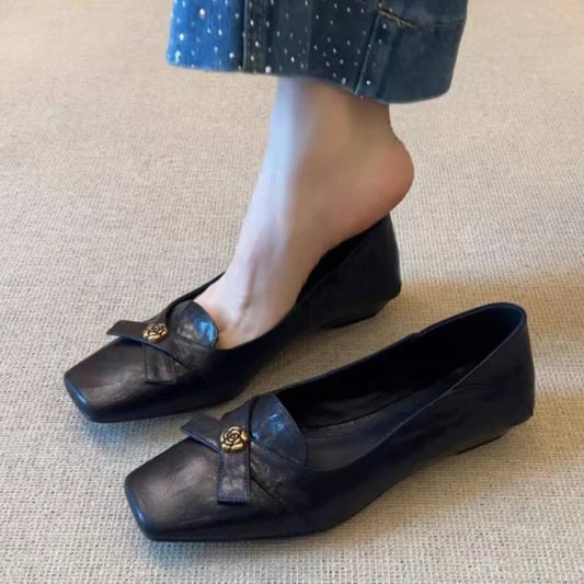 Women's Soft Leather Low Heel Pumps - Versatile Commuter Shoes