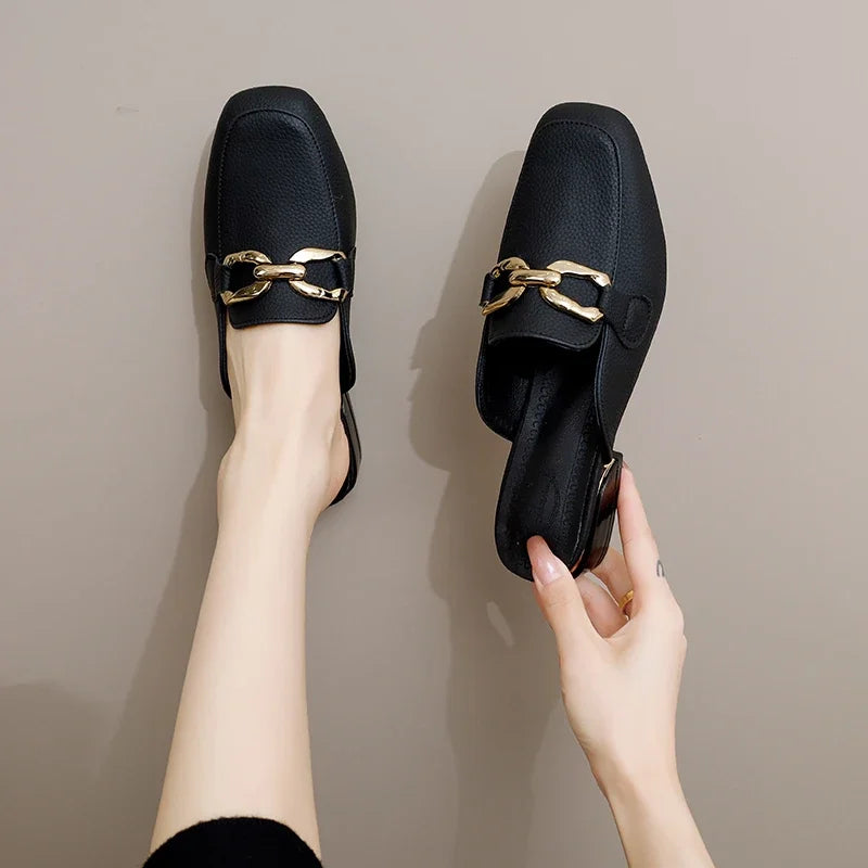 Women's Straw Fisherman Mules - Bowknot Round Toe Slippers