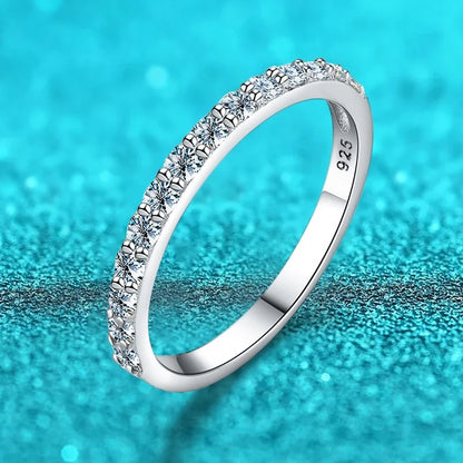 Moissanite Crown Wedding Band - 925 Sterling Silver, GRA Certified, Geometric Design