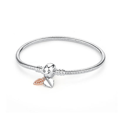 Original Sterling Silver Bracelet Love Heart Clasp Charms Beads Snake Chain Bracelets Bangles Luxury Jewelry For Women Gift