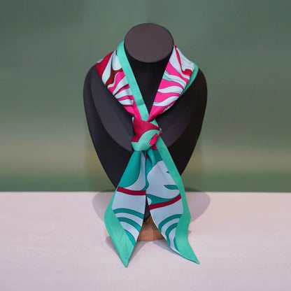 Silk Scarf Ribbon Hair Tie for Women Long Printed Accessory Bag Handle Decoration Neck Wrap Stylish Headband Multiuse