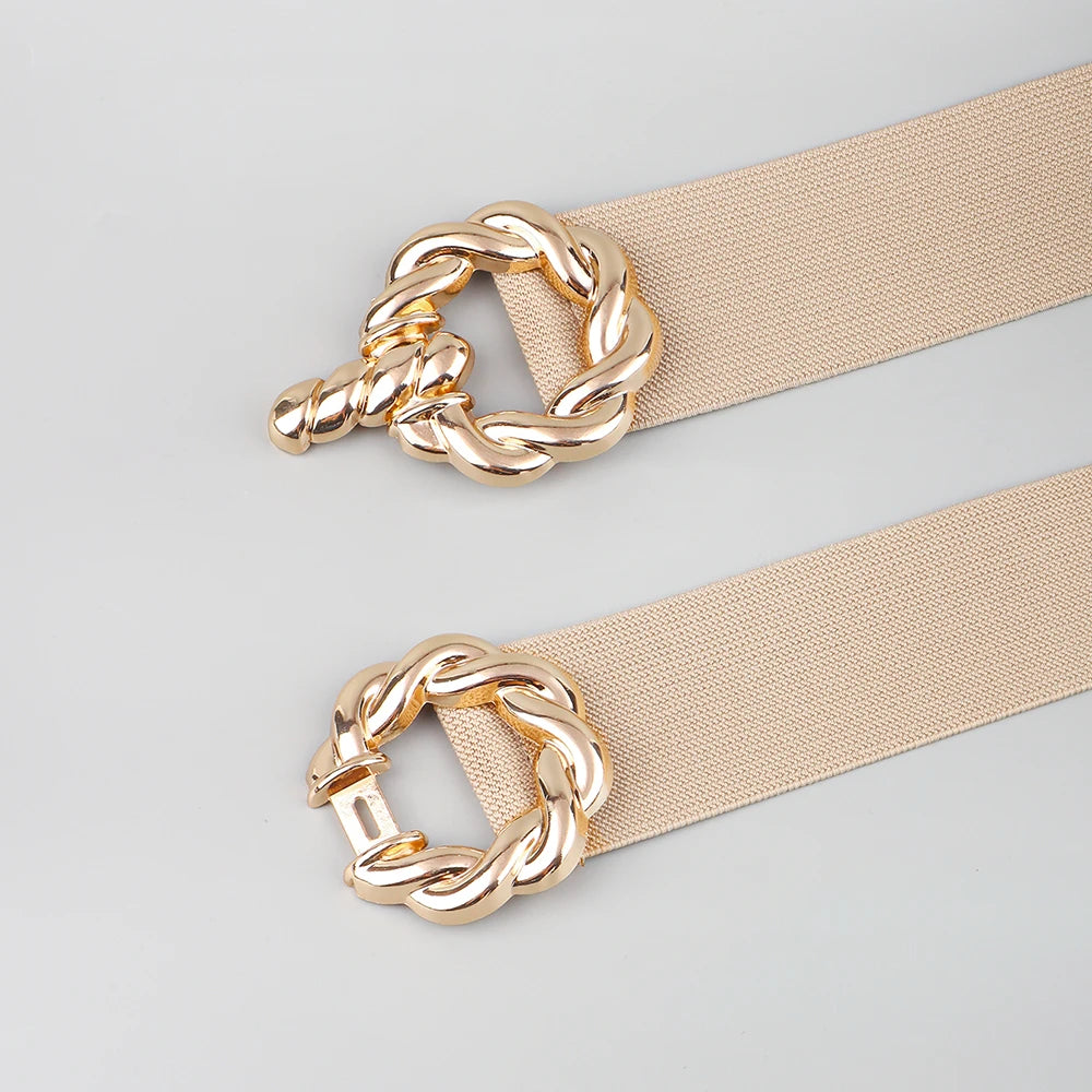 Waist Belt Women's Belt Corset Wide Elastic Dress Belt Luxury Designer Brand Stretch Elastic Wide Corset Metal Buckle Waistband