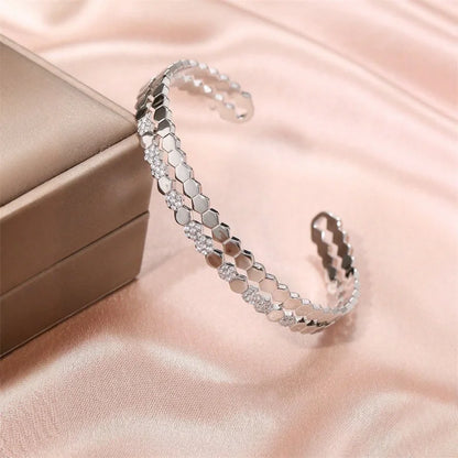 Titanium Steel 18kGold Plated Bangles for Women Girls Trend Waterproof Jewelry Luxury Sparkling Zircon Cuff Bracelet Bangle