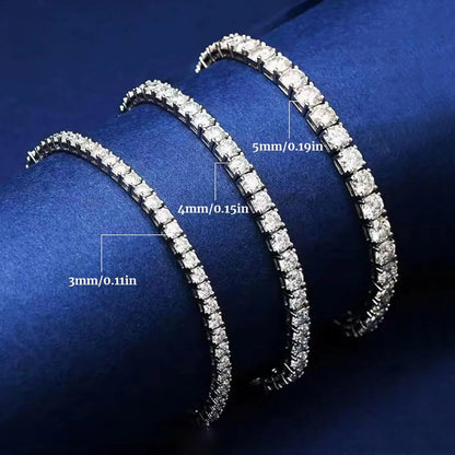 Moissanite Tennis Bracelet - 925 Sterling Silver & 18K White Gold, 3mm to 6.5mm, GRA Certified