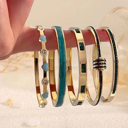 Stainless Steel Bangle Bracelet Designer Jewelry Gold Plated Bangles Women's Bracelets Woman Accessories for Women 2025 Trend
