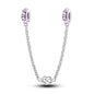 925 Sterling Silver Heart, Infinity & Triple Jewel Safety Chain Charm | Fits Pandora & Most Bracelets