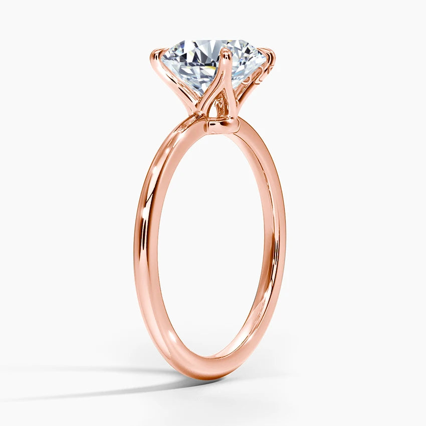 Solitaire Ring - 925 Sterling Silver Rose Gold, Moissanite or Zirconia, 1ct 2ct 3ct 5ct