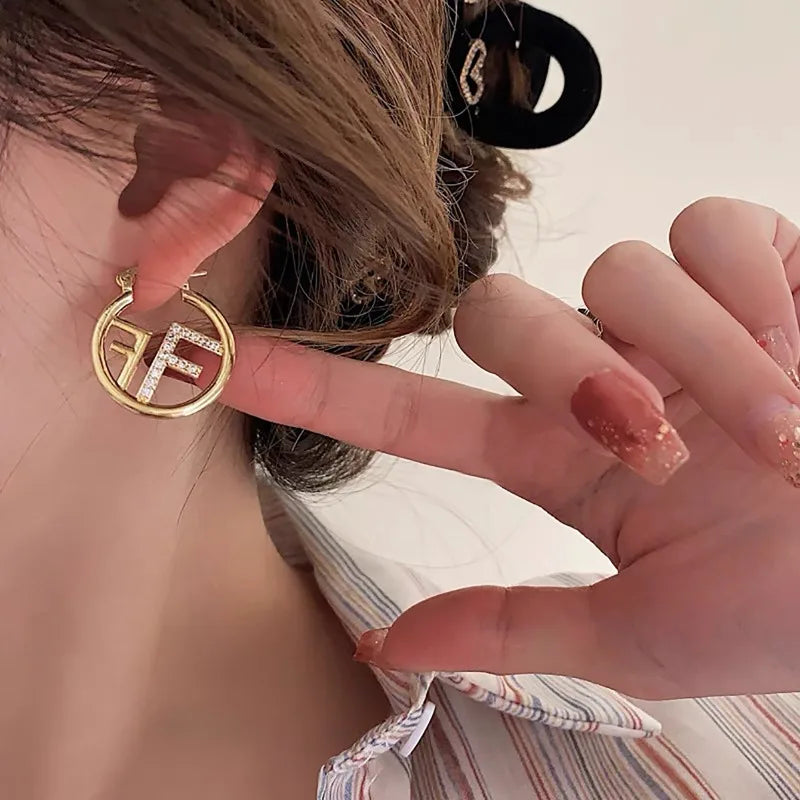 Letter F Hoop Earrings | Light Luxury Gold & Silver Plated