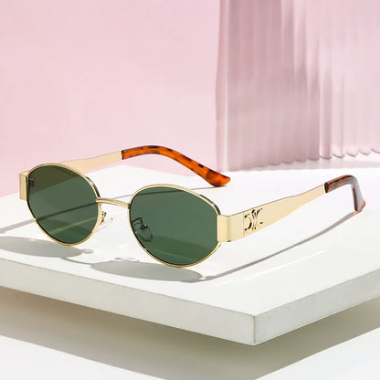 Oval Metal Frame Sunglasses — Retro Gold-Edged Gradient Lenses | Women & Men