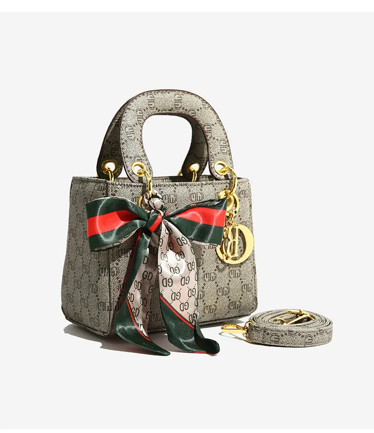 2025 Elegant Top Handle Bag for Women,Retro Floral Crossbody Purse with Silk Scarf Accent, Day To Evening Versatile Shoulder Bag