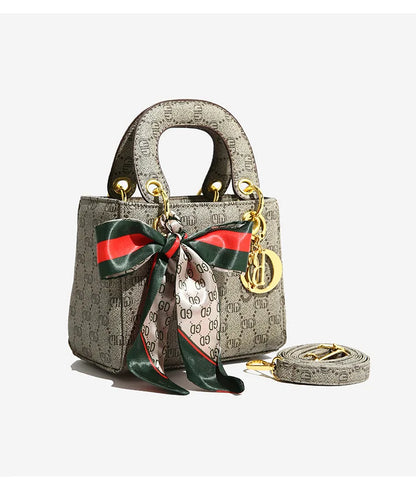 2025 Elegant Top Handle Bag for Women,Retro Floral Crossbody Purse with Silk Scarf Accent, Day To Evening Versatile Shoulder Bag