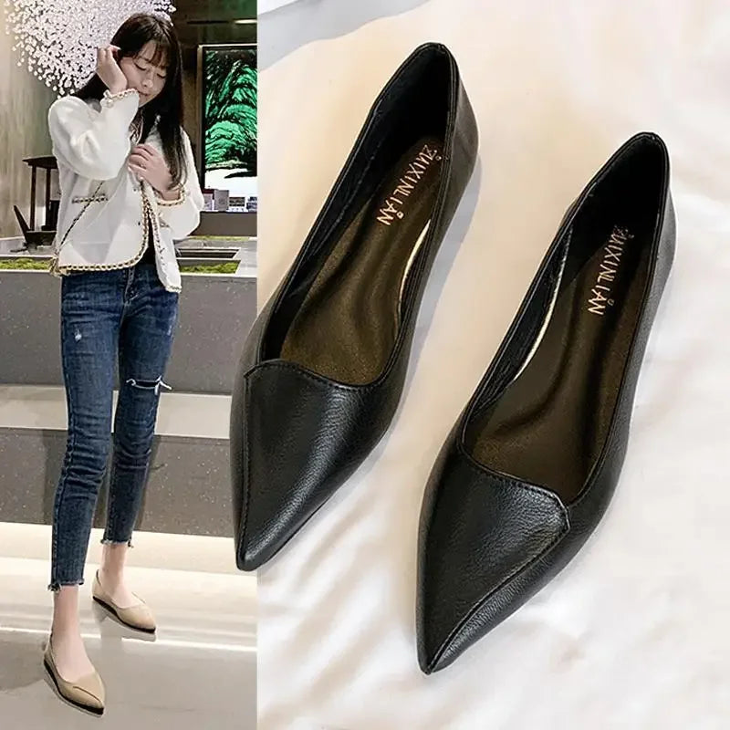 Women's Classic Pointed Toe Flats - Business Office Shoes