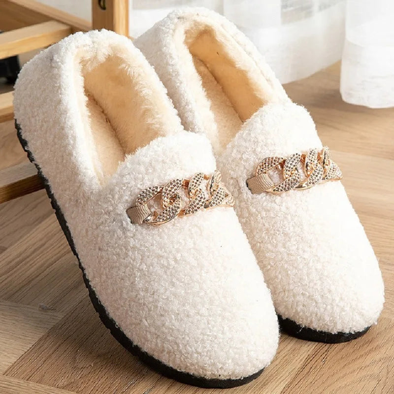 Women's Plush Moccasin Slippers - Warm House Loafers