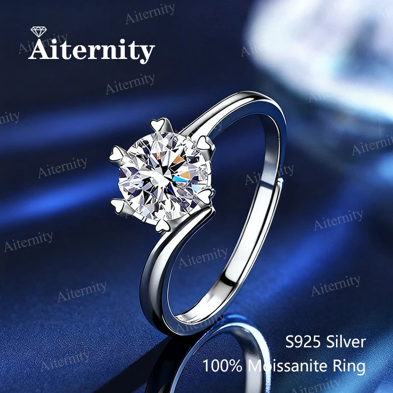 Moissanite Solitaire Ring - 925 Sterling Silver, 0.5ct to 2ct, D Color VVS1, GRA & CMA Certified
