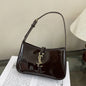 Glossy Leather Underarm Bag, Fashion Shoulder Purse for Women, Versatile Top Handle Tote Chic  Minimalist Crossbody Bag