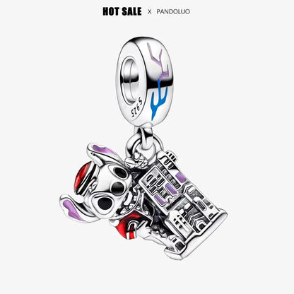 925 sterling silver charm Stitch Charm bead,Original Women Bracelet ,Necklace Pendant Jewelry Holiday gift