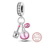 925 Sterling Silver Pink Pendant Charm Bead | Fits Pandora Bracelets & Necklaces | DIY Fine Jewelry