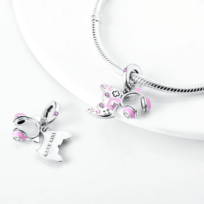 925 Sterling Silver Pink Pendant Charm Bead | Fits Pandora Bracelets & Necklaces | DIY Fine Jewelry