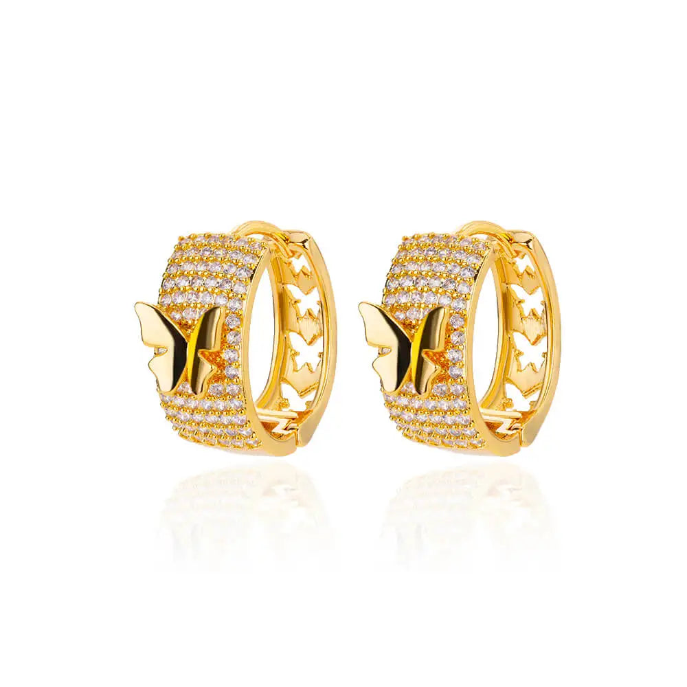 Shiny Zircon Circle Square Hoop Earrings for Women Gold Color Stainless Steel Earrings Luxury Christmas Jewelry Wedding aretes