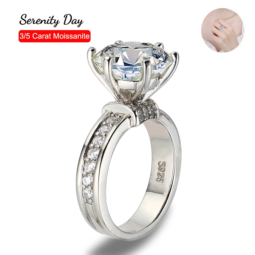 3ct & 5ct Moissanite Solitaire Ring - 925 Silver & 18K Plated, D Color VVS1, NGSTC Certified