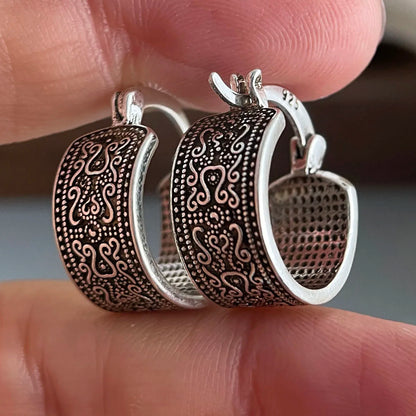 Sterling Silver Earrings For Women Trendy Simple Retro Flower Earring Jewelry Prevent Allergy Party Christmas Accessories