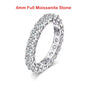 Full Eternity Moissanite Band - 925 Sterling Silver & 18K White Gold, 2/3/4/5mm, D Color VVS1