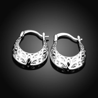 New Sterling Silver Earrings for Women high quality Jewelry Hollow Carved Christmas Gifts Trendsetter