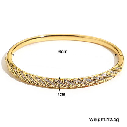 Greatera Trendy Gold Plated 316L Stainless Steel Bangles Bracelets for Women Delicate Cubic Zirconia Bracelet Party Jewelry 2024
