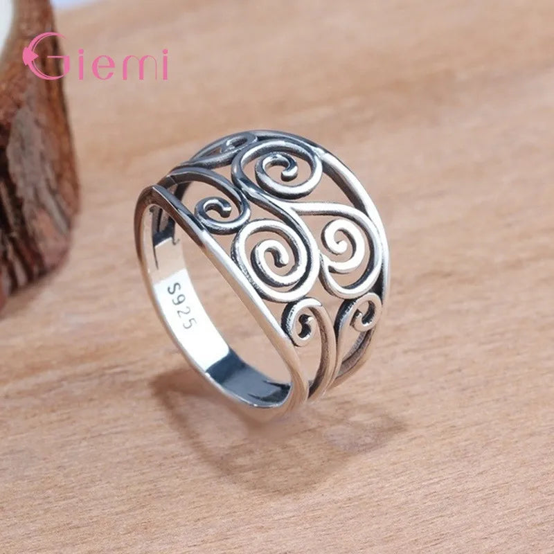 925 Sterling Silver Hollow Flower Ring | AAA Zirconia Wedding & Anniversary Band for Women