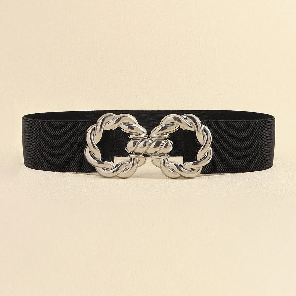 Waist Belt Women's Belt Corset Wide Elastic Dress Belt Luxury Designer Brand Stretch Elastic Wide Corset Metal Buckle Waistband