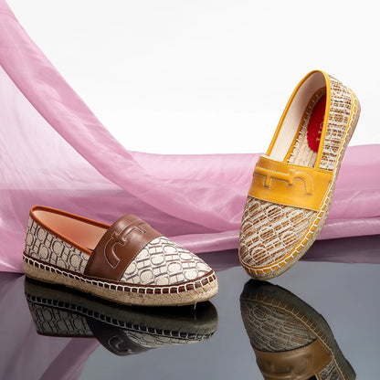 Women's Classic Fisherman Flats - Letter Print Retro Loafers