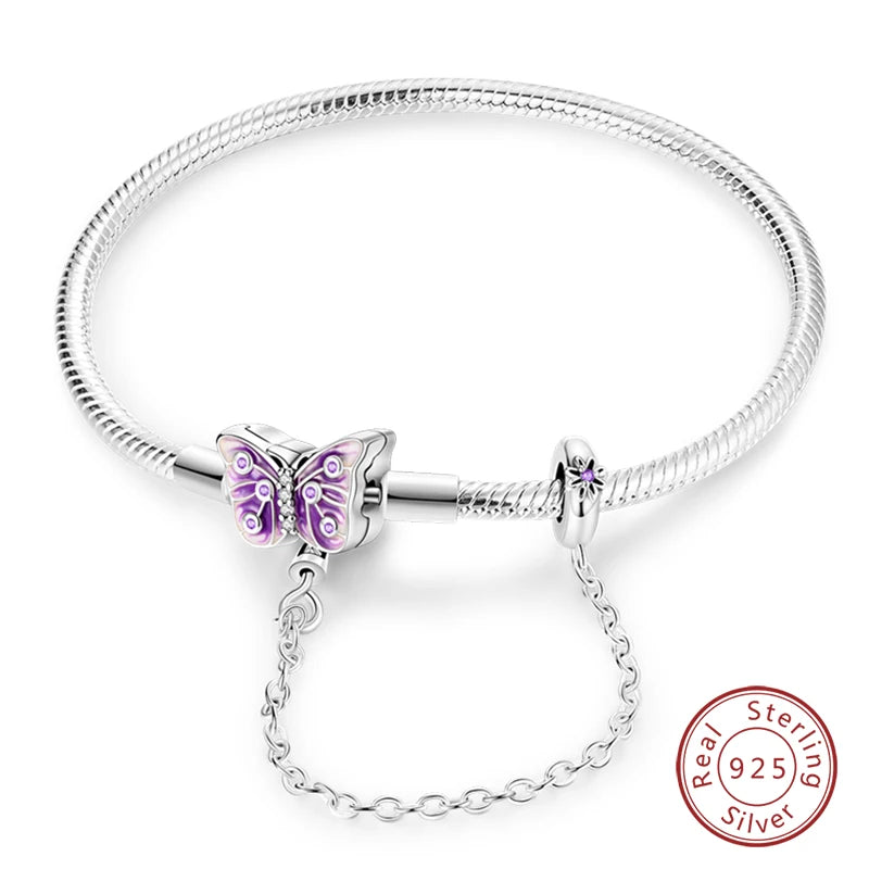 Sterling Silver Butterfly Zircon Bracelet - Colorful Crystal Wedding Jewelry
