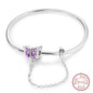 Sterling Silver Butterfly Zircon Bracelet - Colorful Crystal Wedding Jewelry