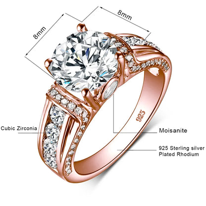 2ct Moissanite or Zirconia Bridal Ring - Solid 925 Sterling Silver & 14K White Gold, D Color VVS1
