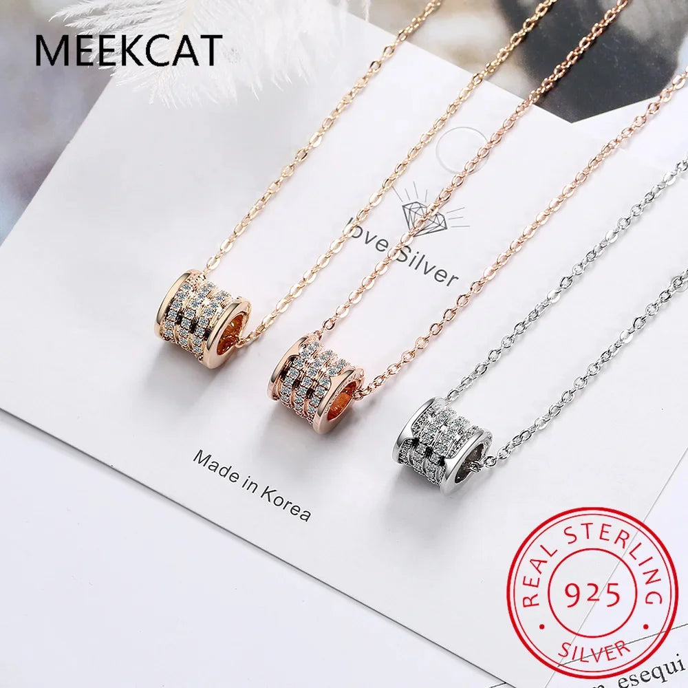 925 Sterling Silver Cubic Zircon Pendant Necklace | Classic Elegance for Women