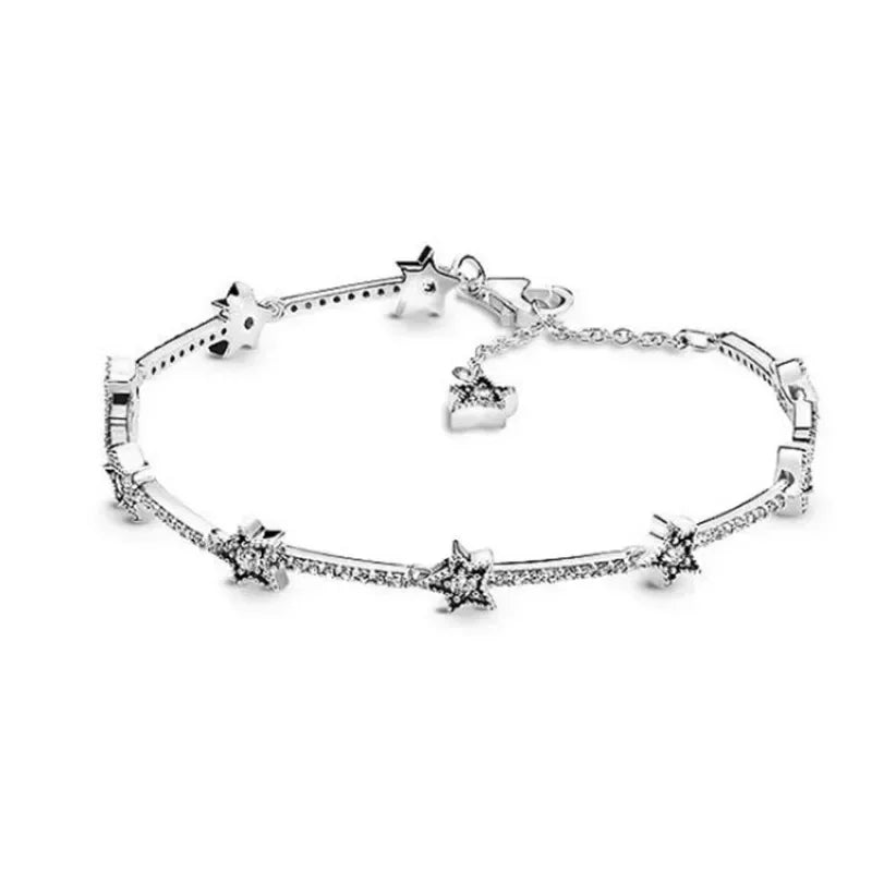 Brand new 925 sterling silver zirconia exquisite tennis star bracelet for women DIY original charm beads exquisite jewelry