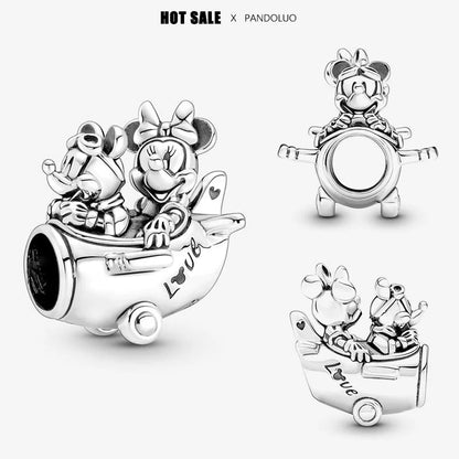 925 sterling silver charm Stitch Charm bead,Original Women Bracelet ,Necklace Pendant Jewelry Holiday gift