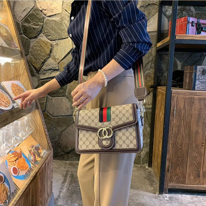 Designer-Style Vintage Small Square Bag - Classic Crossbody Shoulder Handbag