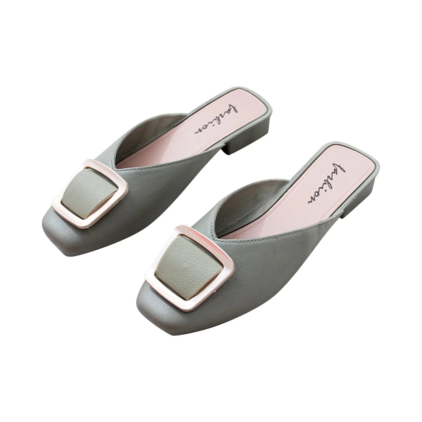 2025 Flat Retro Women Sandals Fashion Spring And Summer Solid Color Round Toe Shoes Non Slip Casual Simple Metal Women Shoes
